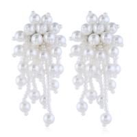 Freshwater Pearl Earrings Zinc Alloy plated for woman white nickel lead & cadmium free Sold By Pair