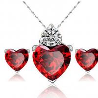 Brass Jewelry Set with Cubic Zirconia Heart plated fashion jewelry & for woman 5*5mmuff0c16*10mm Sold By Set