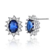Brass Stud Earring with Cubic Zirconia plated fashion jewelry & for woman & with cubic zirconia 16*14mm Sold By Pair