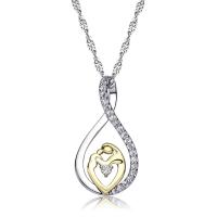 Cubic Zircon Micro Pave Brass Necklace with Cubic Zirconia plated fashion jewelry & for woman & with cubic zirconia 30*15*450+50mm Sold By Strand