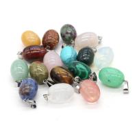 Gemstone Pendants Jewelry, Ellipse, polished, DIY & different materials for choice, more colors for choice, 13x22mm, 10PCs/Bag, Sold By Bag