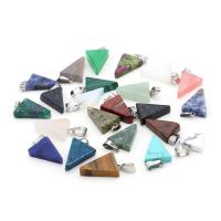 Pingentes em  jóias, misto de pedras semi-preciosas, Triângulo, polido, DIY & materiais diferentes para a escolha, Mais cores pare escolha, 15x25mm, 10PCs/Bag, vendido por Bag