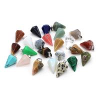 Colgantes de Gemas, Piedras preciosas, Cónico, pulido, Bricolaje & diferentes materiales para la opción, más colores para la opción, 15x25mm, 10PCs/Bolsa, Vendido por Bolsa