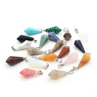 Gemstone Pendants Jewelry, Rhombus, polished, DIY & different materials for choice, more colors for choice, 13x28mm, 10PCs/Bag, Sold By Bag