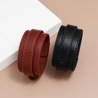 PU Leather Cord Bracelets, with Tibetan Style, plated, fashion jewelry & for man, more colors for choice, 260x30mm, Sold By Lot