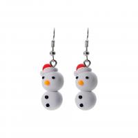 Christmas Earrings Zinc Alloy silver color plated for woman white nickel lead & cadmium free Sold By Bag