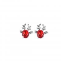 Christmas Earrings Zinc Alloy plated for woman & with rhinestone nickel lead & cadmium free Sold By Bag