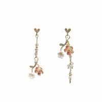 Asymmetric Earrings Zinc Alloy gold color plated for woman & with rhinestone multi-colored nickel lead & cadmium free Sold By Pair