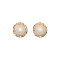 Freshwater Pearl Earrings Zinc Alloy plated for woman & with rhinestone nickel lead & cadmium free Sold By Pair