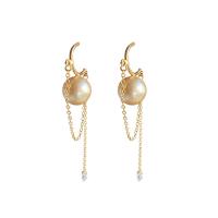 Tibetan Style Drop Earrings, gold color plated, for woman, nickel, lead & cadmium free, 13x74mm, Sold By Pair