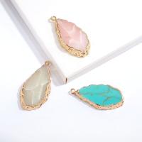 Gemstone Pendants Jewelry Natural Stone with Brass Teardrop plated & DIY 40*5mm Sold By PC