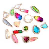 Crystal Pendants, with Brass, plated, different color and pattern for choice & DIY, Crystal CAL, 14mm, Sold By PC