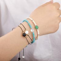 Fashion Turquoise Bracelets with Labradorite Round Adjustable & for woman 4mm Sold By Strand