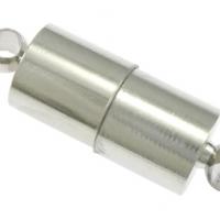 Messing Magnetverschluss, Zylinder, Platinfarbe platiniert, Einzelstrang, frei von Nickel, Blei & Kadmium, 12.50x6mm, Bohrung:ca. 2mm, 100PCs/Tasche, verkauft von Tasche