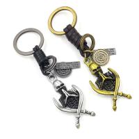 Tibetan Style Key Clasp, with PU Leather, plated, Unisex, more colors for choice, 125mm, 10PCs/Lot, Sold By Lot