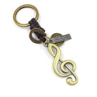 Zinc Alloy Key Clasp with PU Leather Music Note plated Unisex 125mm Sold By Lot