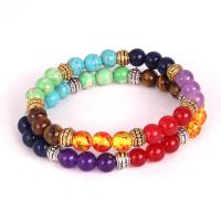 Gemstone Bracelets, with Tibetan Style, plated, Unisex, more colors for choice, 8mm, 10Strands/Lot, Sold By Lot