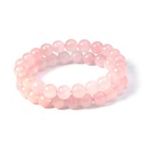 Quartz Bracelets, Rose Quartz, Round, polished, fashion jewelry & for woman, pink, 8mm, Sold By Strand