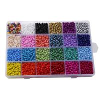 Children DIY String Beads Set, Glass, stoving varnish, mixed, more colors for choice, 4mm, Sold By Box