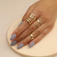 Cink Alloy Ring Set, Cink ötvözet, finger ring, Aranyhal, galvanizált, 4 darab & divat ékszerek & a nő, aranysárga, nikkel, ólom és kadmium mentes, 20x20x20cm, Által értékesített Set
