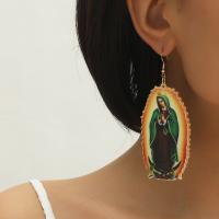Resin Earring, Acrylic, with Resin, Virgin Mary, plated, fashion jewelry & for woman, more colors for choice, 15x15x2cm, Sold By Pair