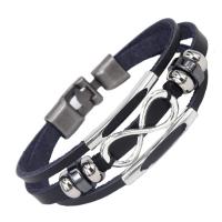 Men Bracelet, Faux Leather, with Stainless Steel, for man, more colors for choice, Sold Per Approx 21.5 cm Strand