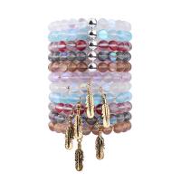 Bracelet de perles de verre, avec laiton, Rond, Placage, bijoux de mode & pour femme, plus de couleurs à choisir, 8mm, Vendu par brin