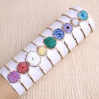 Agate Jewelry Bracelet Brass with Agate Round plated fashion jewelry & for woman 180mm Sold By Strand