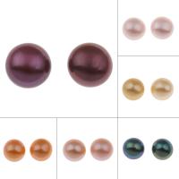 Perles nacres de culture d'eau douce demi percées , perle d'eau douce cultivée, dôme, semi-foré, plus de couleurs à choisir, 7-7.5mm, Trou:Environ 0.8mm, Vendu par paire