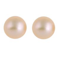 Cultured Half Drilled Freshwater Pearl Beads, Dome, natural, half-drilled, pink, 8.5-9mm, Hole:Approx 0.8mm, Sold By Pair