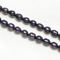 Cultured Rice Freshwater Pearl Beads natural dark purple Grade A 5-6mm Approx 0.8mm Sold Per 15 Inch Strand