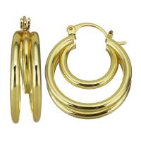 Latão Argola, cobre, cromado de cor dourada, para mulher & vazio, 7x24mm, 10Pairs/Lot, vendido por Lot