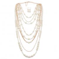 Multi Layer Necklace, Plastic, with Plastic Pearl, plated, fashion jewelry & multilayer & for woman, 540mm, Sold Per 21.25 Inch Strand