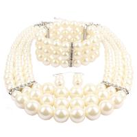Jewelry Sets, bracelet & earring & necklace, ABS Plastic, with Plastic Pearl, plated, fashion jewelry & for woman, more colors for choice, 540mm, Sold Per 21.25 Inch Strand