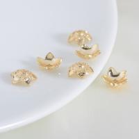 Capuchon pour perle en laiton, Placage de couleur d'or, DIY, protéger l'environnement, sans nickel, plomb et cadmium, 9x9x3mm, 50PC/sac, Vendu par sac