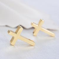 Brass Cross Pendants, gold color plated, DIY, nickel, lead & cadmium free, 8x13mm, 100PCs/Bag, Sold By Bag