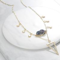 Druzy Necklace Brass Triangle plated fashion jewelry & for woman golden 210+60*37mm Sold By Strand