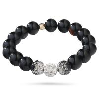 Gemstone Bracelets Quartz with Obsidian & Rose Quartz Round polished fashion jewelry & Unisex 180*10mm Sold By Strand