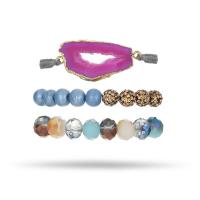 Gemstone Armbånd, Smoky Quartz, med Natursten, Runde, poleret, tre stykker & mode smykker & for kvinde, blandede farver, 180*8*8mm, Solgt af sæt