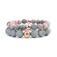 Gemstone Bracelets Natural Stone with Agate Round polished fashion jewelry & for woman 180*85mm Sold By Strand