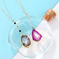 Druzy Necklace, Agate, with Brass, irregular, plated, fashion jewelry & for woman, more colors for choice, 93mm, Sold By Strand