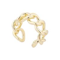cobre Cuff Ring Finger, cromado de cor dourada, para mulher, níquel, chumbo e cádmio livre, Diametro interno:Aprox 24mm, vendido por PC