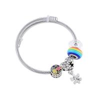 European Bracelet Brass silver color plated for woman multi-colored nickel lead & cadmium free Inner Approx 59mm Sold By Strand