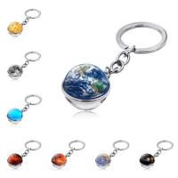 Tibetan Style Key Clasp, with Glass, Round, plated, different color and pattern for choice & double-sided, more colors for choice, 20mm, Sold By PC