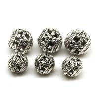 99% Sterling Silver Beads, Tibetan Silver, Round, plated, DIY & different size for choice & hollow, silver color, Sold By PC