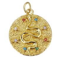 Cubic Zirconia Micro Pave Brass Pendant, plated, fashion jewelry & DIY & for woman & with cubic zirconia, golden, nickel, lead & cadmium free, 18x20x2.50mm, Hole:Approx 3.5mm, 10PCs/Lot, Sold By Lot