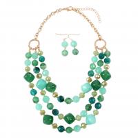ABS Plastic Jewelry Set, earring & necklace, plated, fashion jewelry & for woman, more colors for choice, 530mm, Sold By PC