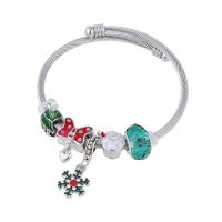 European Bracelet Brass silver color plated for woman & enamel multi-colored nickel lead & cadmium free Inner Approx 55mm Sold By PC