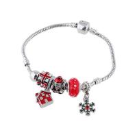 European Bracelet Zinc Alloy silver color plated for woman & enamel red nickel lead & cadmium free Length 7.48 Inch Sold By PC