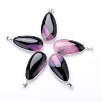 Gemstone Pendants Jewelry, Natural Stone, Teardrop, polished, different color and pattern for choice & DIY, more colors for choice, 55mm, Sold By PC